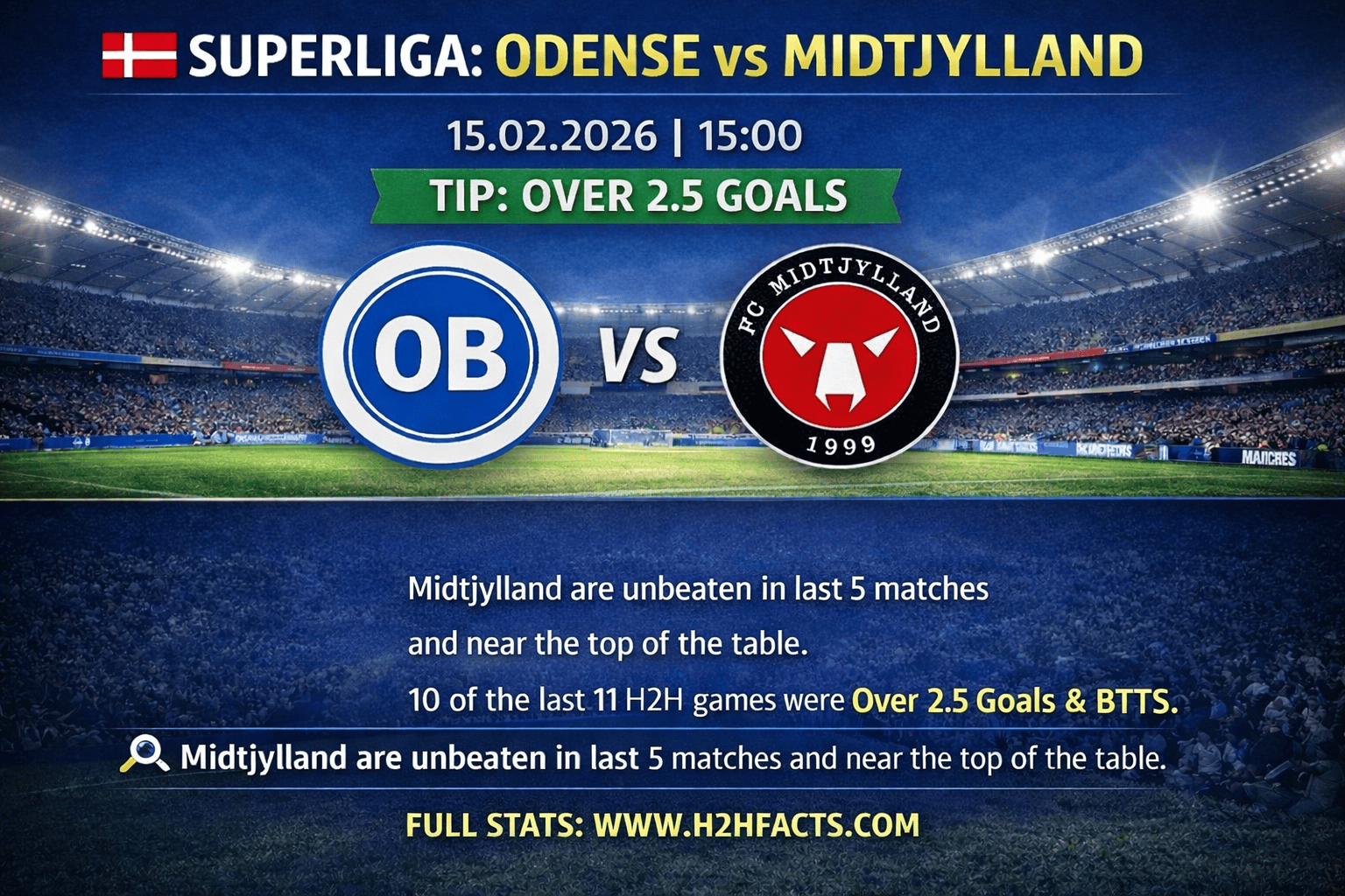 Superliga: Odense vs Midtjylland (15.02.2026)